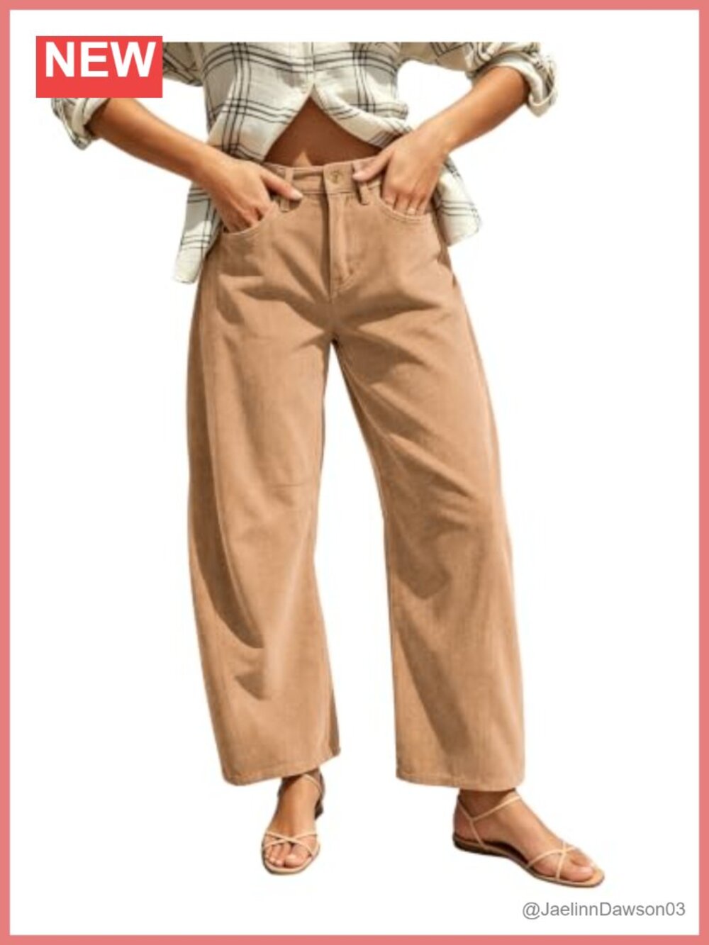 High Waisted Barrel Corduroy Wide Leg Pants with Pockets